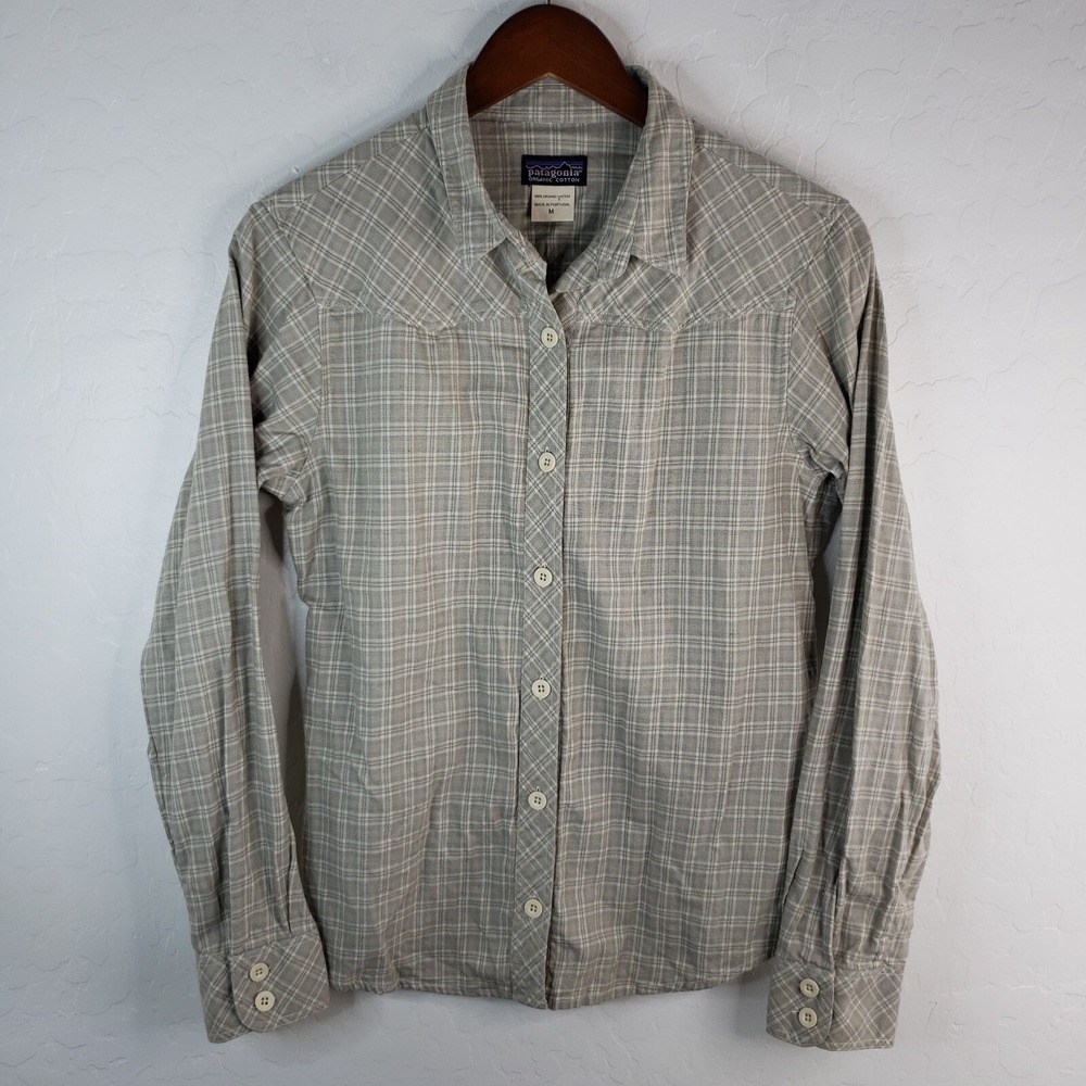 Patagonia Shirt Women's Medium Plaid Light Flannel Button Up Long Sleeve Organic